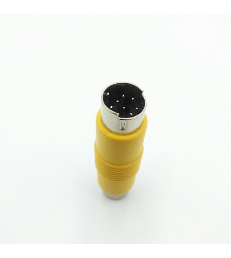 ADAPTADOR VIDEO 1RCA HEMBRA A DIN 8PINES MACHO COMPATIBLE AMARILLO