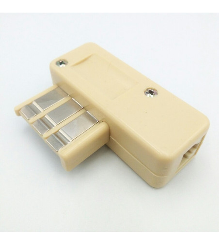 ADAPTADOR CONECTOR F-010 MACHO A RJ-11 2 HILOS HEMBRA COMPATIBLE GRIS