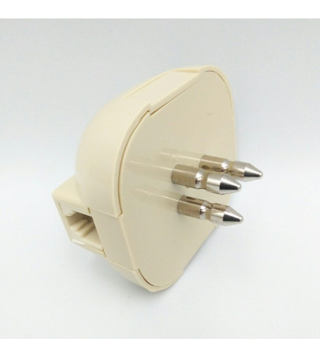 ADAPTADOR CONECTOR TRIPOLAR MACHO A RJ-11 2 HILOS HEMBRA COMPATIBLE GRIS