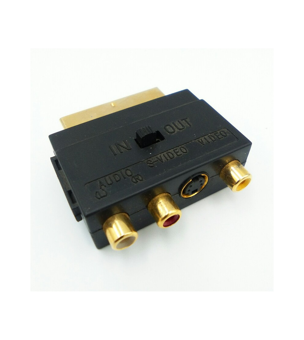 EUROCONECTOR AV 3RCA Y S-VIDEO ENTRADA Y SALIDA COMPATIBLE NEGRO & DORADO EUROCONECTOR AV 3RCA Y S-VIDEO ENTRADA Y SALIDA COMPATIBLE NEGRO & DORADO