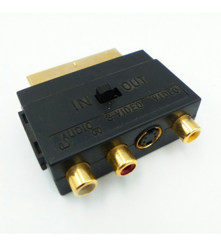 EUROCONECTOR AV 3RCA Y S-VIDEO ENTRADA Y SALIDA COMPATIBLE NEGRO & DORADO