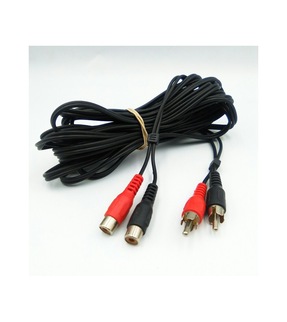 CABLE AUDIO ALARGADOR 2RCA MACHO HEMBRA 5.0M COMPATIBLE NEGRO