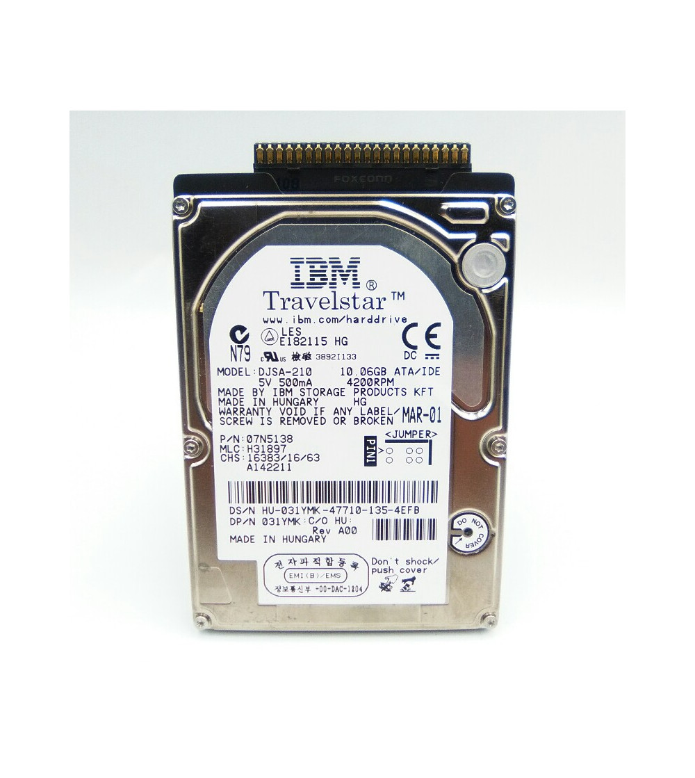 DISCO DURO 2.5" 10GB IDE IBM TRAVELSTAR DISCO DURO 2.5" 10GB IDE IBM TRAVELSTAR