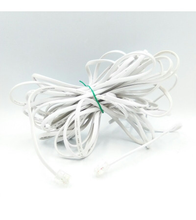 CABLE TELEFONICO 2 HILOS CON CONECTORES 10.0M BLANCO